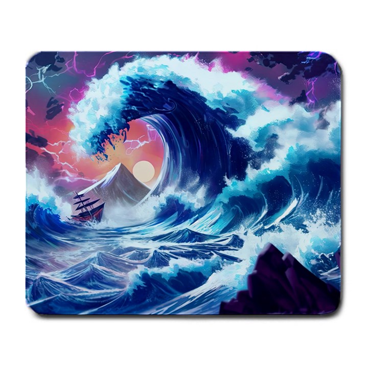 Storm Tsunami Waves Ocean Sea Nautical Nature Large Mousepad