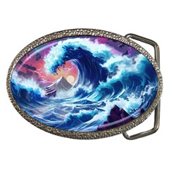 Storm Tsunami Waves Ocean Sea Nautical Nature Belt Buckles by Ravend