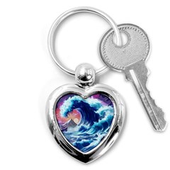 Storm Tsunami Waves Ocean Sea Nautical Nature Key Chain (Heart)