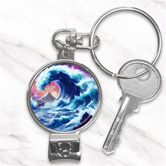 Storm Tsunami Waves Ocean Sea Nautical Nature Nail Clippers Key Chain by Ravend