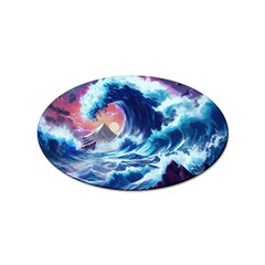 Storm Tsunami Waves Ocean Sea Nautical Nature Sticker (oval) by Ravend