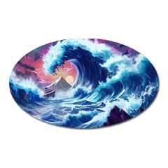 Storm Tsunami Waves Ocean Sea Nautical Nature Oval Magnet