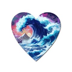 Storm Tsunami Waves Ocean Sea Nautical Nature Heart Magnet