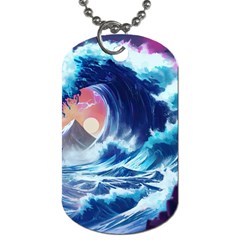 Storm Tsunami Waves Ocean Sea Nautical Nature Dog Tag (One Side)