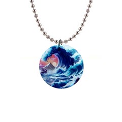 Storm Tsunami Waves Ocean Sea Nautical Nature 1  Button Necklace