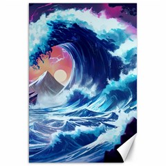 Storm Tsunami Waves Ocean Sea Nautical Nature Canvas 20  x 30 