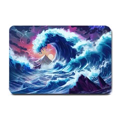 Storm Tsunami Waves Ocean Sea Nautical Nature Small Doormat by Ravend