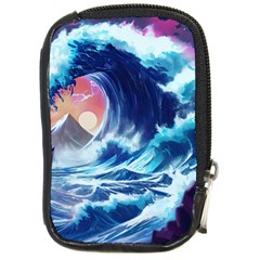 Storm Tsunami Waves Ocean Sea Nautical Nature Compact Camera Leather Case by Ravend