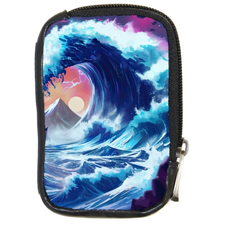 Storm Tsunami Waves Ocean Sea Nautical Nature Compact Camera Leather Case