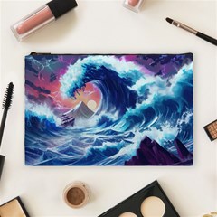 Storm Tsunami Waves Ocean Sea Nautical Nature Cosmetic Bag (Large)