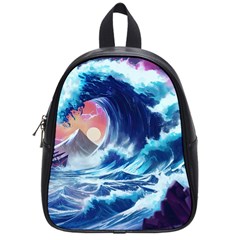 Storm Tsunami Waves Ocean Sea Nautical Nature School Bag (Small)