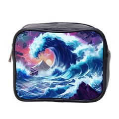 Storm Tsunami Waves Ocean Sea Nautical Nature Mini Toiletries Bag (Two Sides)