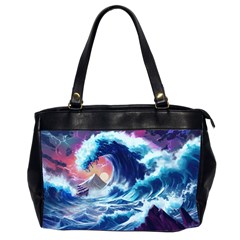 Storm Tsunami Waves Ocean Sea Nautical Nature Oversize Office Handbag (2 Sides)