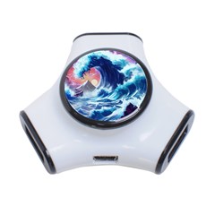 Storm Tsunami Waves Ocean Sea Nautical Nature 3-port Usb Hub by Ravend