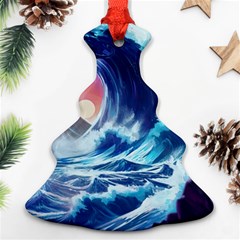 Storm Tsunami Waves Ocean Sea Nautical Nature Ornament (Christmas Tree) 