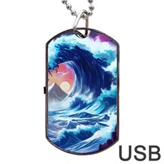 Storm Tsunami Waves Ocean Sea Nautical Nature Dog Tag USB Flash (One Side)