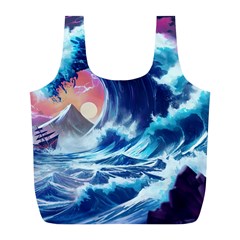 Storm Tsunami Waves Ocean Sea Nautical Nature Full Print Recycle Bag (L)