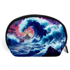 Storm Tsunami Waves Ocean Sea Nautical Nature Accessory Pouch (large) by Ravend