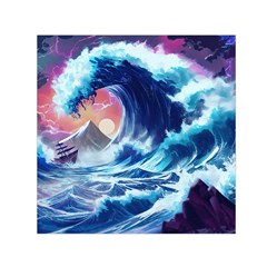 Storm Tsunami Waves Ocean Sea Nautical Nature Square Satin Scarf (30  X 30 ) by Ravend