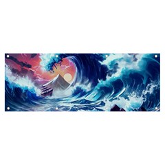 Storm Tsunami Waves Ocean Sea Nautical Nature Banner and Sign 8  x 3 