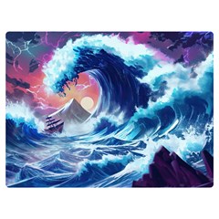 Storm Tsunami Waves Ocean Sea Nautical Nature One Side Premium Plush Fleece Blanket (extra Small) by Ravend