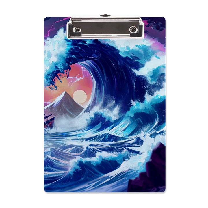 Storm Tsunami Waves Ocean Sea Nautical Nature A5 Acrylic Clipboard