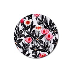 Beautiful Elegant Botanical Flowers Rubber Coaster (round) by GardenOfOphir