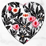 Beautiful Elegant Botanical Flowers Jigsaw Puzzle (Heart) Front