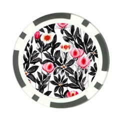 Beautiful Elegant Botanical Flowers Poker Chip Card Guard by GardenOfOphir