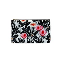 Beautiful Elegant Botanical Flowers Cosmetic Bag (small) by GardenOfOphir