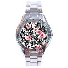 Beautiful Elegant Botanical Flowers Stainless Steel Analogue Watch by GardenOfOphir