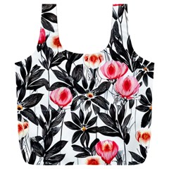 Beautiful Elegant Botanical Flowers Full Print Recycle Bag (xxl) by GardenOfOphir