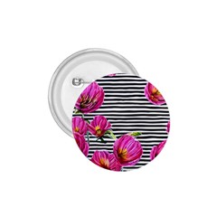 Pink Flowers Black Stripes 1 75  Buttons by GardenOfOphir