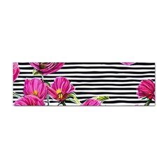 Pink Flowers Black Stripes Sticker Bumper (10 Pack) by GardenOfOphir