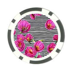 Pink Flowers Black Stripes Poker Chip Card Guard (10 Pack) by GardenOfOphir