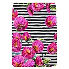 Pink Flowers Black Stripes Removable Flap Cover (l) by GardenOfOphir