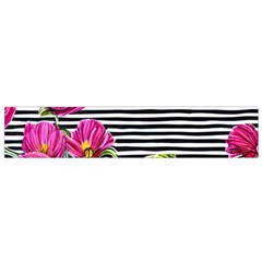 Pink Flowers Black Stripes Small Premium Plush Fleece Scarf by GardenOfOphir