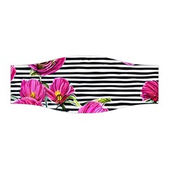 Pink Flowers Black Stripes Stretchable Headband by GardenOfOphir