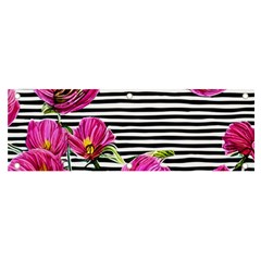 Pink Flowers Black Stripes Banner And Sign 6  X 2  by GardenOfOphir