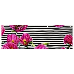 Pink Flowers Black Stripes Banner And Sign 9  X 3  by GardenOfOphir