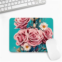 Coral Blush Rose On Teal Small Mousepad by GardenOfOphir