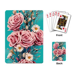 Coral Blush Rose On Teal Playing Cards Single Design (rectangle) by GardenOfOphir