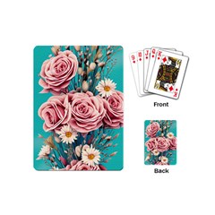 Coral Blush Rose On Teal Playing Cards Single Design (mini) by GardenOfOphir