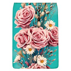 Coral Blush Rose On Teal Removable Flap Cover (l) by GardenOfOphir