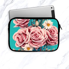 Coral Blush Rose On Teal Apple Ipad Mini Zipper Cases by GardenOfOphir