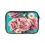 Coral Blush Rose on Teal Apple iPad Mini Zipper Cases Front