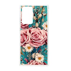 Coral Blush Rose On Teal Samsung Galaxy Note 20 Ultra Tpu Uv Case