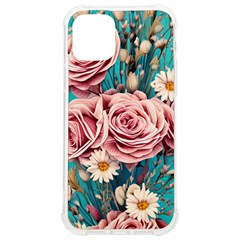 Coral Blush Rose On Teal Iphone 12/12 Pro Tpu Uv Print Case