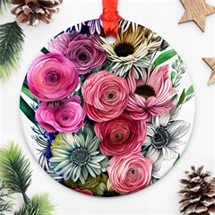 Charming Watercolor Flowers Ornament (round) by GardenOfOphir