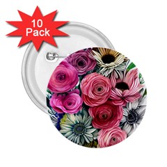 Charming Watercolor Flowers 2 25  Buttons (10 Pack)  by GardenOfOphir